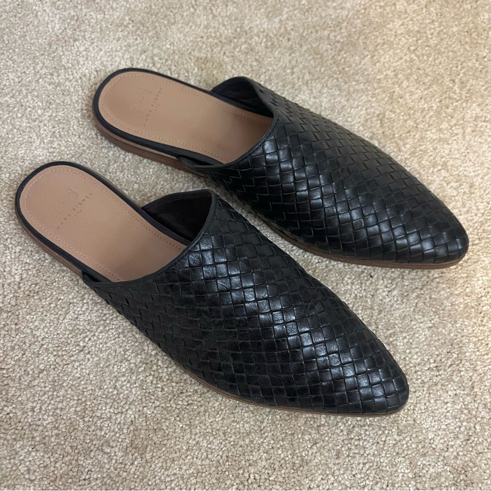 Marc Fisher Size 9.5 Slide Mules Weaved Black - image 3